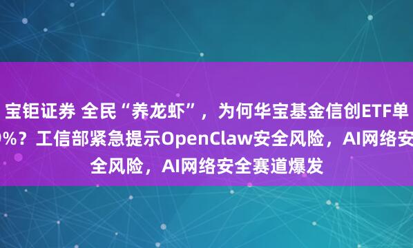 宝钜证券 全民“养龙虾”，为何华宝基金信创ETF单日上涨2.89%？工信部紧急提示OpenClaw安全风险，AI网络安全赛道爆发